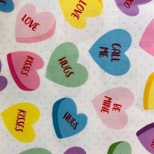 Conversation Hearts Cotton Fabric 1/2 Yard